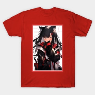 Aesthetic Anime Girl Red White Black | Quality Aesthetic Anime Design | Chibi Manga Anime Art T-Shirt